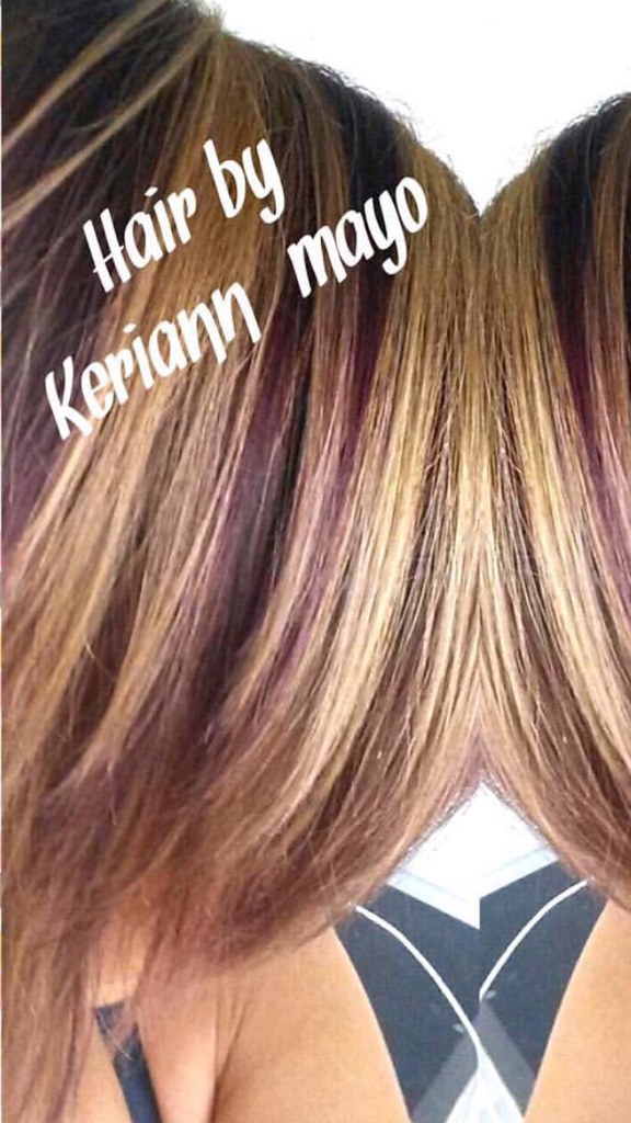 Purple lowlights in honey blonde base #goldwell hair by Ke… | Flickr