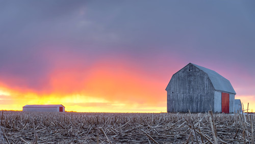 raw tonemapped photoshopped saintblaisesurrichelieu sunset cornfield field barn spring
