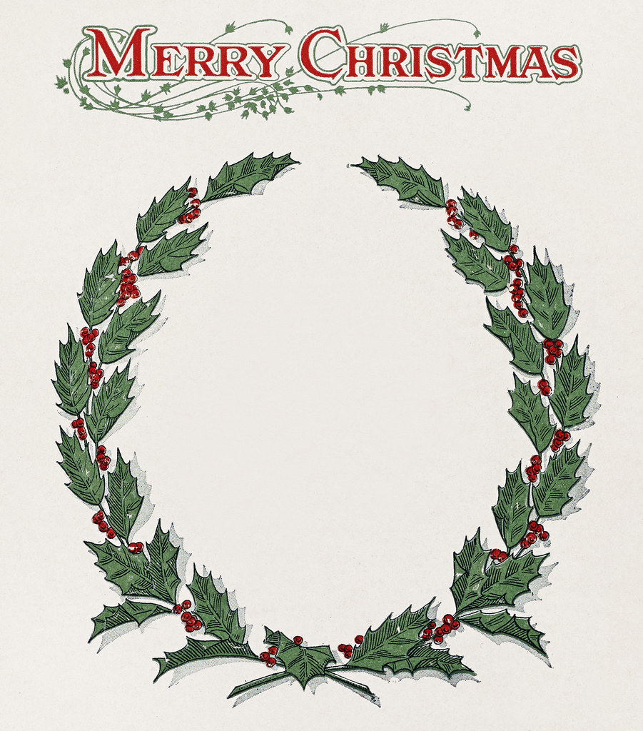 Christmas wreathe graphic taken from the Schomburg menu collection (1920)