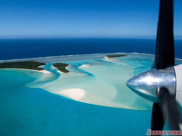 Flying Over Aitutaki in the Cook Islands