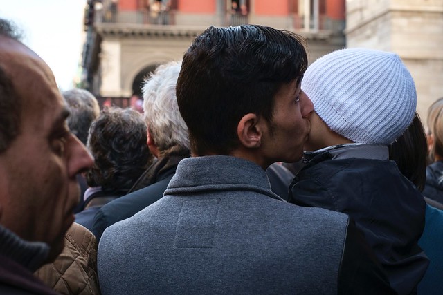 A kiss in the crowd