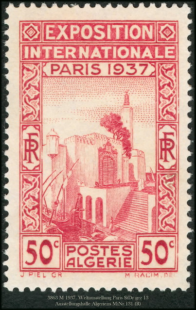 3863 M 1937. Weltausstellung Paris StDr gez 13 Ausstellungshalle Algeriens MiNr.131