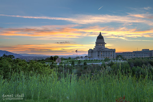 trees sunset sky building grass architecture utah flag saltlakecity dome statecapitol capitolbuilding jamesudall