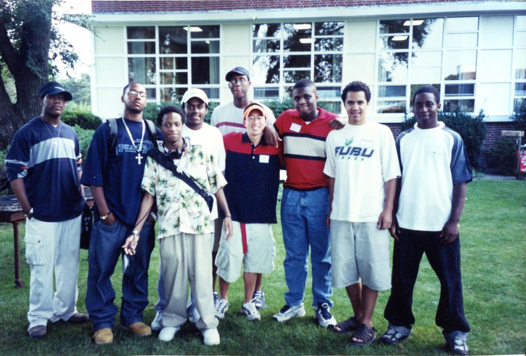 Vlad Leonidas, Andre Titus, Dominic Mathurin, Karl Balan, Ray Chery, Brian Lee, MacSonny Onyechefule, Damian Harvey, and Roodly Dorleans - Freshman Orientation - 2001