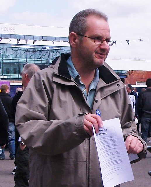 Paul Burnham - Defend Council Housing, leafleting outside Spurs v Hull City match. Photo: Monica Gort.
