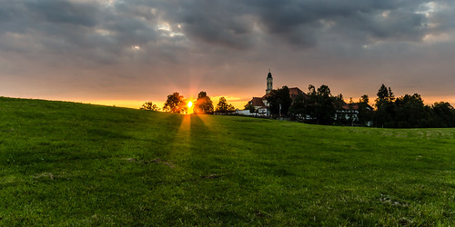 upperbavaria monastery klosterreutberg kirchsee boglake sunset panorama sachsenkam