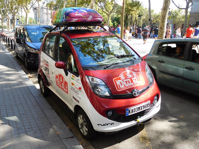 2016 Mongol Rally Indian-reg Tata Nano, Barcelona, Spain