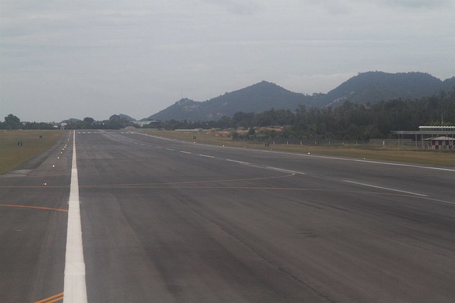 Looking south down the runway at Samui Airport