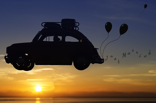 sky sun car sunrise married jus honey baloons
