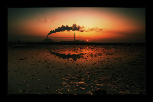 dublin morning sun rise port beach power station incinerator