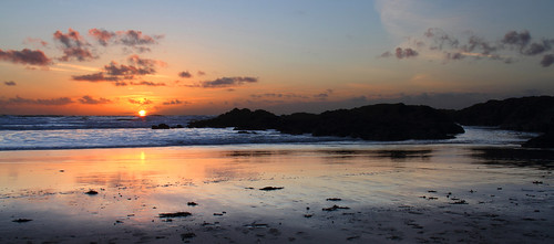 ocean sunset sea england sun beach evening seaside north devon woolacombe