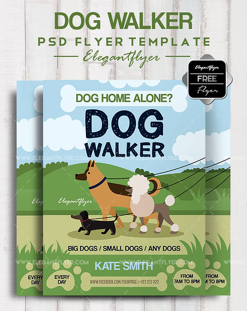 Dog Walker – Free Flyer PSD Template + Facebook Cover