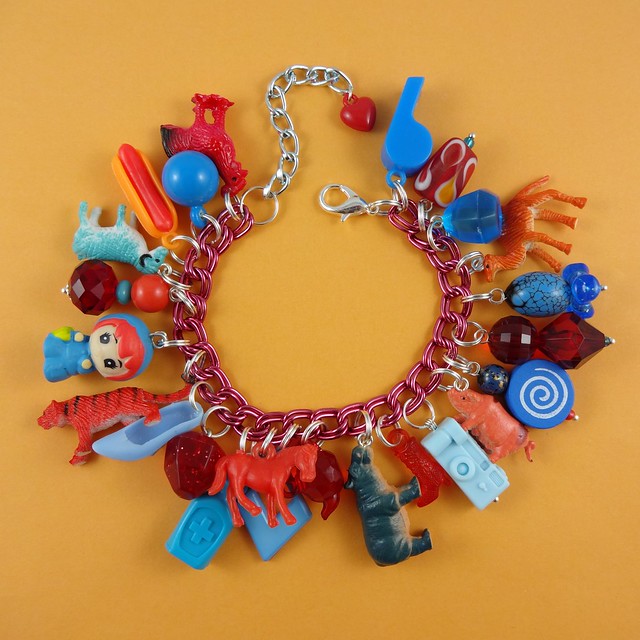 Red Blue & Orange Charm Bracelet
