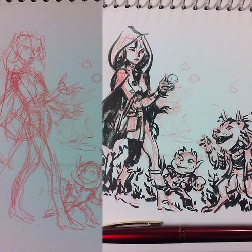 #lunchtime #sketch #goblins #makecomics #art #illustration #redpencil #kuretake #brushpen #garseeya #ggeraldgarcia #yyc #fantasy a little #RedRidingHood influence. #comics | by GarSeeYa