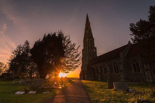 sunset sky church clouds suffolk churchyard finborough