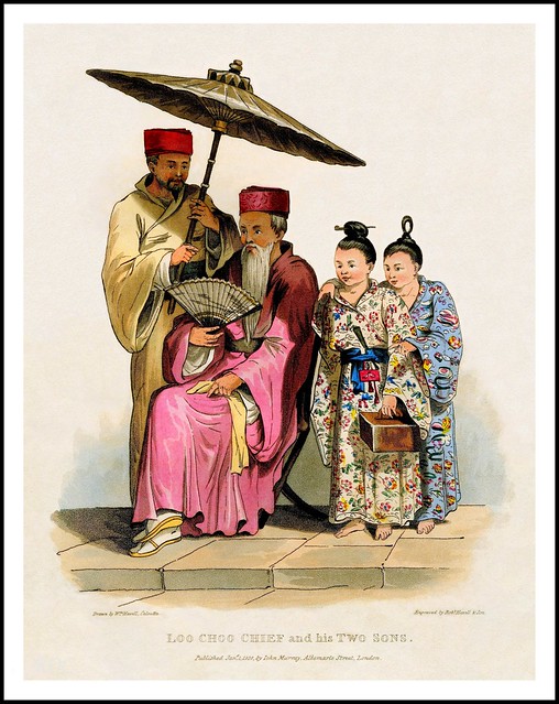 AN OKINAWAN LORD and his TWO SONS Back in 1816