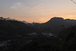 Munnar: sunset from Tea County hotel