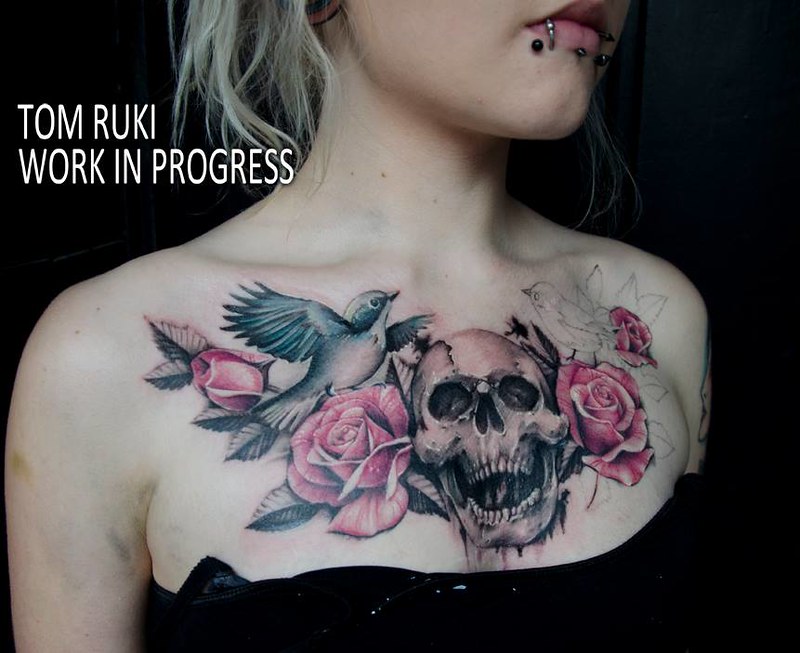 100 Cool Lettering Rose Flower Chest Tattoo Design png  jpg 2023