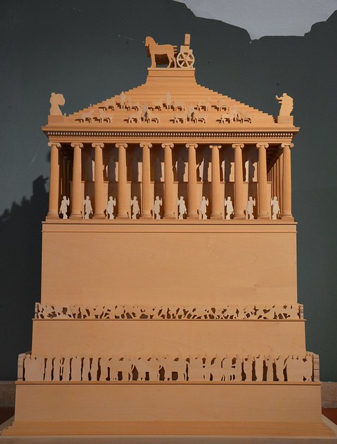 Model of the Mausoleum of Halicarnassus, constructed for King Mausolus during the mid-4th century BC at Halicarnassus in Caria, Bodrum, Turkey