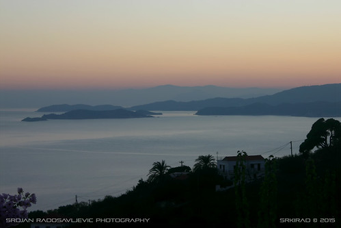 glossa greece sea dusk vacation summer skopelos island evia skyline