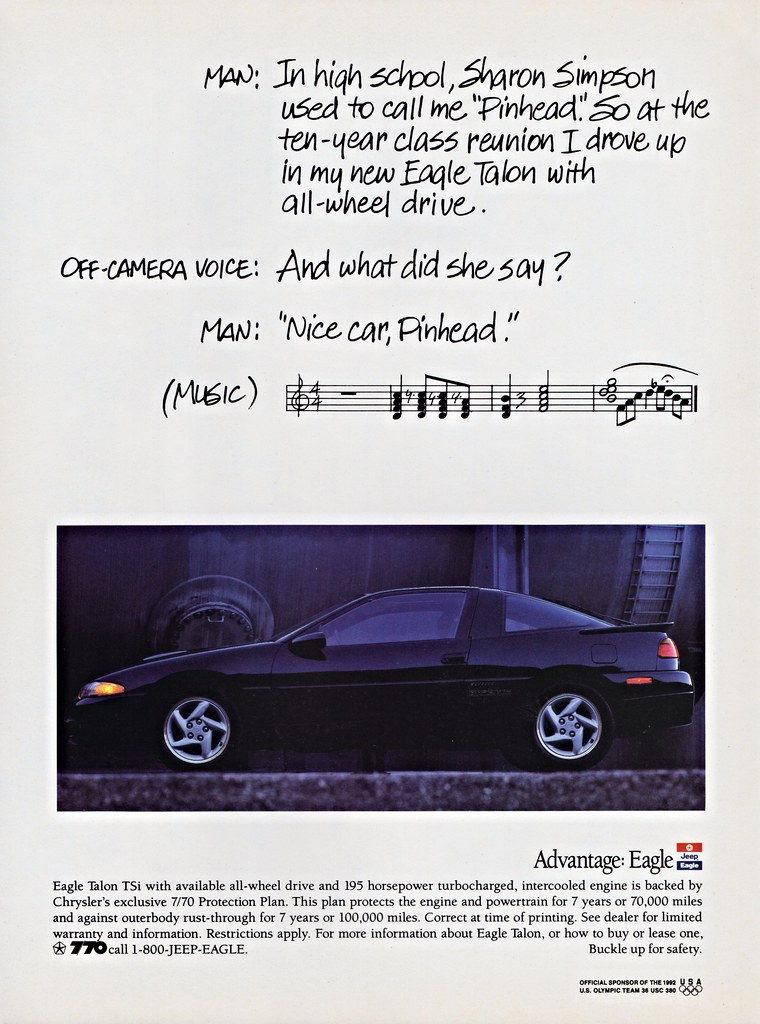 Original Advertisement Print Art Car Ad J798 Music Man 1991 Eagle Talon TSi