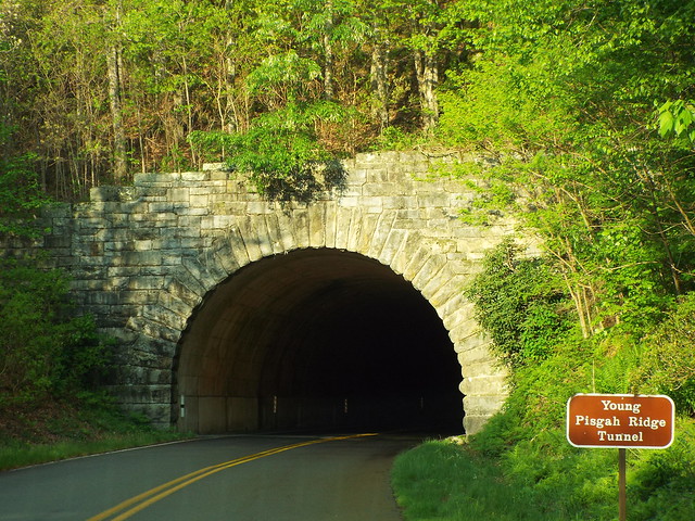 ENTERING THE YOUNG PISGAH RIDGE TUNNEL ON THE BLUE RIDGE PARKWAY