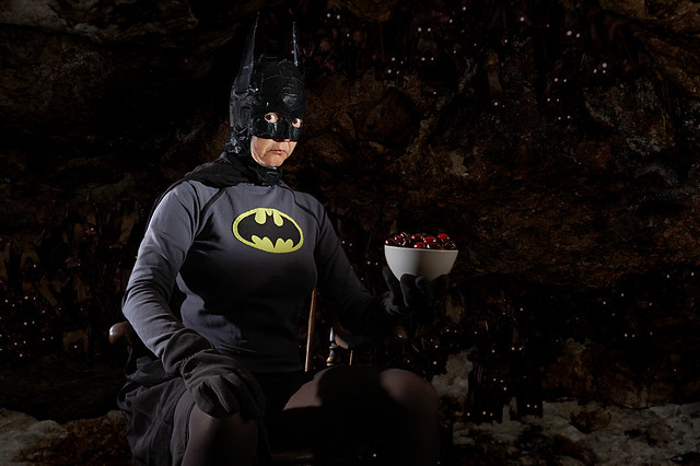 Batman contemplates a bowl of cherries