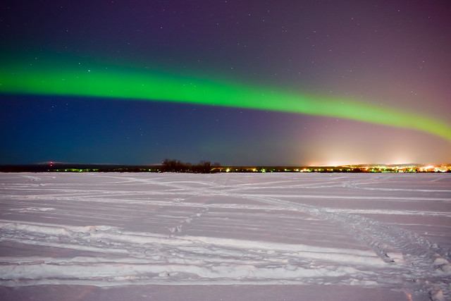 Amazing display of Aurora Borealis over Rovaniemi, Lapland, Finland