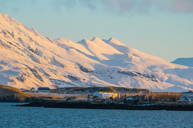 Winter sun on mount Esja, Reykjavík, Iceland
