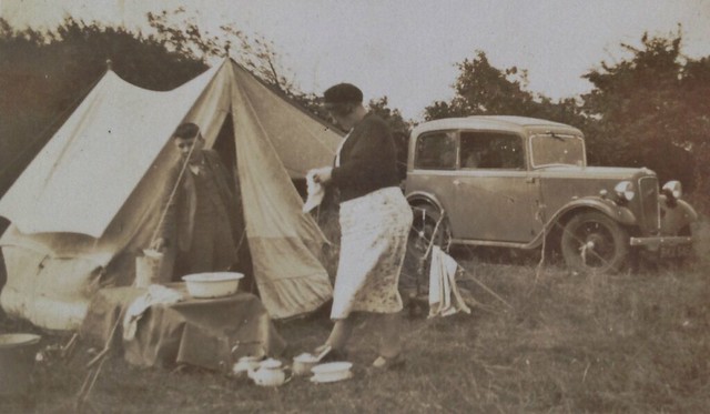 My father John Burnham and my grandmother Glad, camping 1936. In the background is the family's 1924 Ford saloon car.