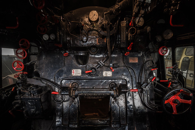 Arbeitsplatz in einer Dampflokomotive