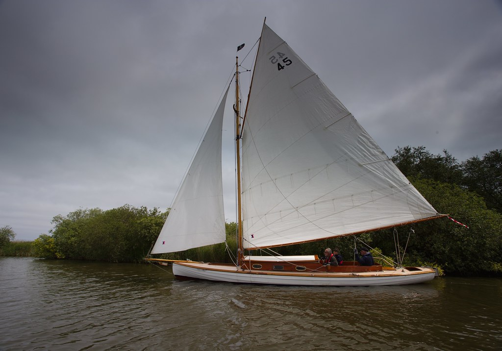 A boat sailing on the broads