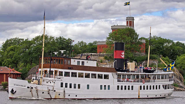 The steam ship S/S Stockholm departing from Stockholm