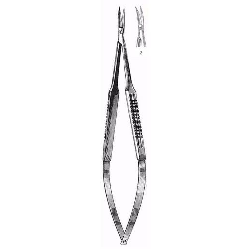 Microsurgical Scissors 15.0 cm , Wide Handle, Regular Blade, Serrated, Curved | by jfu.industries