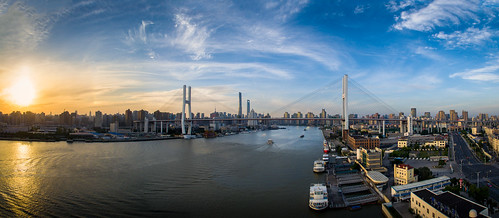 china city bridge sunset sky colour river cityscape shanghai pano towers huangpu phantom3 nanpu dji nanpubridge