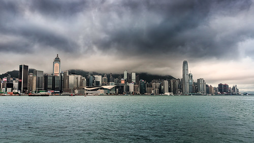 sky hk water clouds hongkong cityscape central kowloon hongkongisland victoriaharbour yautsimmongdistrict intensifypro