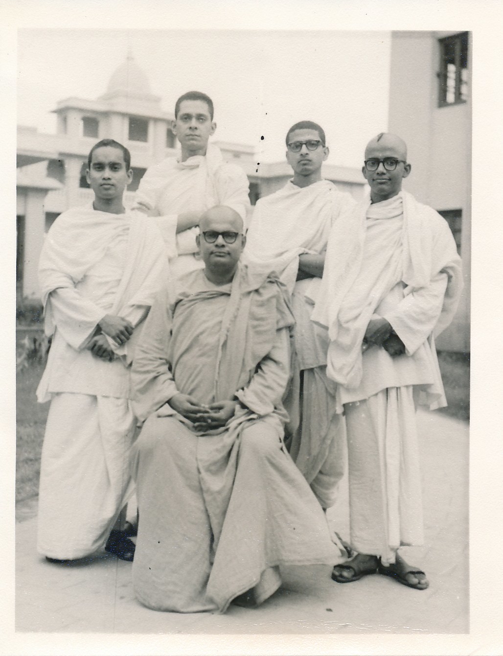 India Standing Br Vishwanath Br Prasanta Br Bimal Br Pranav Sitting Swami Gokulananda
