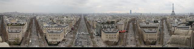 Panoramic view from Arc de Triomphe, Paris, France