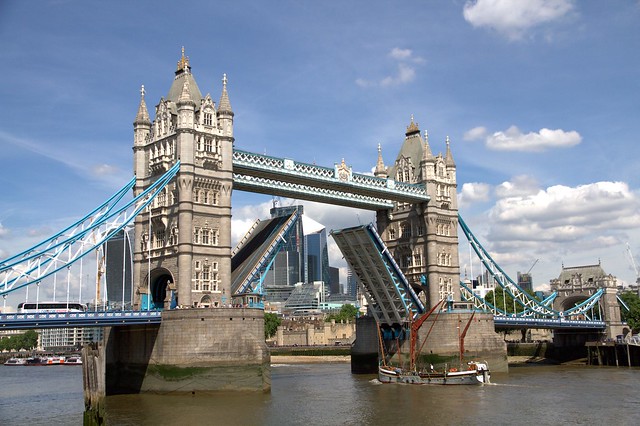 London Tower Bridge raised