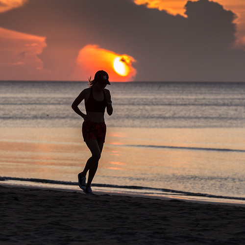 sunrise run sport beach sea