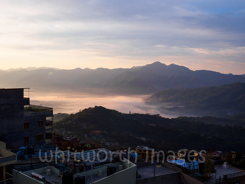 city morning nepal light cloud fog sunrise town asia hills valley himalaya palpa tansen indiansubcontinent