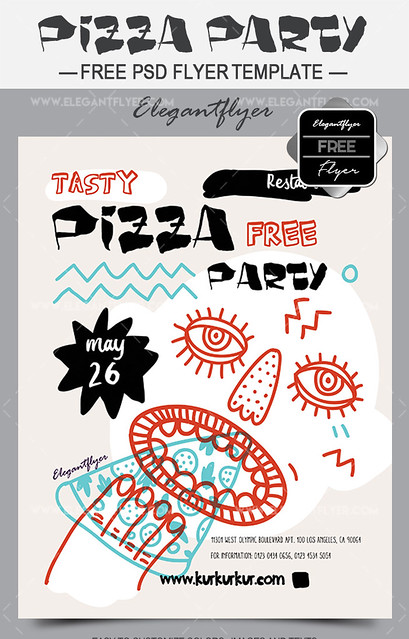 Pizza Party – Free Flyer PSD Template + Facebook Cover