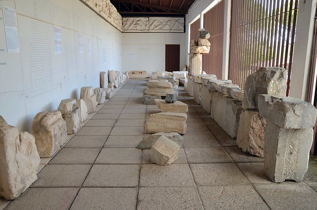 Architectural elements from the Mausoleum of Halicarnassus, constructed for King Mausolus during the mid-4th century BC at Halicarnassus in Caria, Bodrum, Turkey
