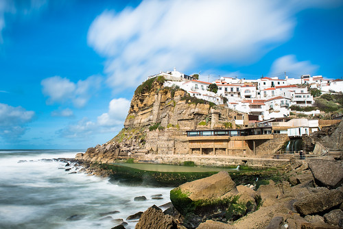 azenhas do mar portugal sintra cliff natural pool rocks cloud sea atlantic town