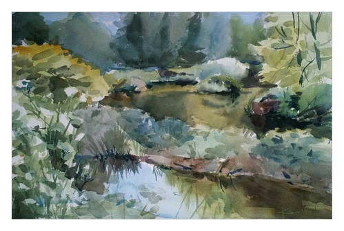 green art river watercolor landscape watercolour pleinair rzeka plener krajobraz akwarela katekos