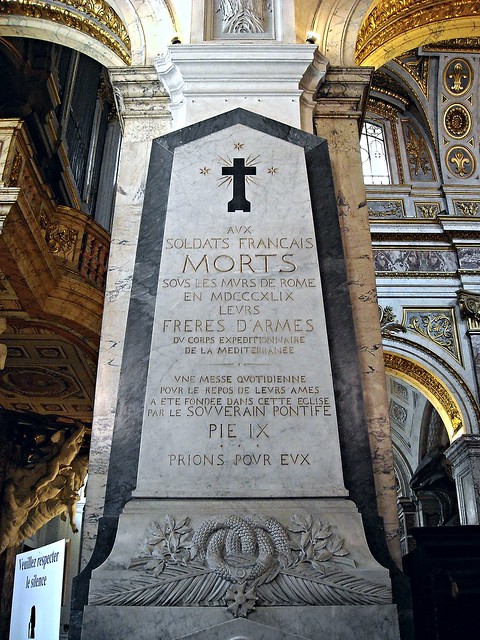 Monument to French soldiers died in Rome (year 1849: Roman Republic) - San Luigi dei Francesi Church in Rome