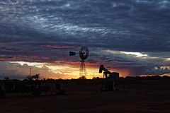 Windmill & Oil Well at sunset!