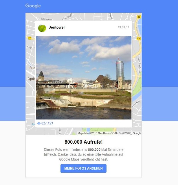 More than 800.000 views for a Jentower photo at Google Maps