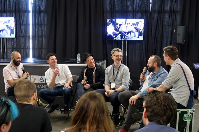 Dale Harris, Gwilym Davies, James Hoffmann, Stephen Morrissey and Tim Wendelboe discuss barista competitions at the London Coffee Festival