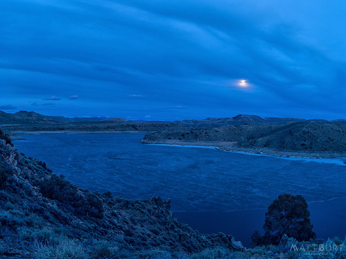 bluemesareservoir clouds ice lake moon moonrise sky sunset